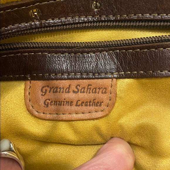 Vintage Rare Grand Sahara Brown Leather Boho  Moroccan Tote Bag - Picture 5 of 12
